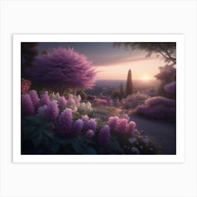 Sunset In The Garden Art Print