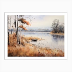 A Painting Of A Lake In Autumn 4 Art Print