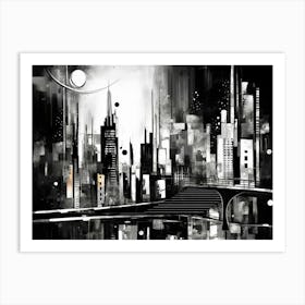 Cityscape Abstract Black And White 7 Art Print