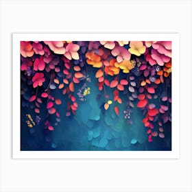 Elegant Colorful With Vibrant Flower Hanging Branches 10 Art Print