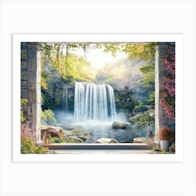 Waterfall Through The Window Art Print