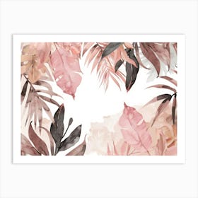 Pink Tropical Leaves 1 Art Print