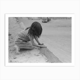 Spanish American Girl Plastering Edge Of Roof Of Adobe House Art Print