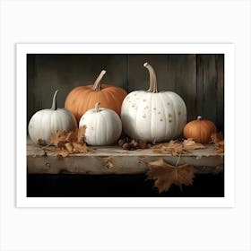 Pumpkins On A Table 2 Art Print