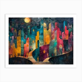Night In The City, Cubism Art Print