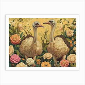 Floral Animal Illustration Ostrich 1 Art Print