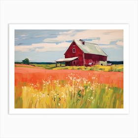 Red Barn In The Field - expressionism Art Print