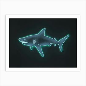 Neon Blue Greenland Shark 2 Art Print