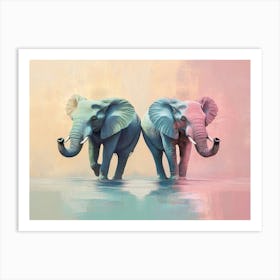 Elephants Animal Abstract Art Print