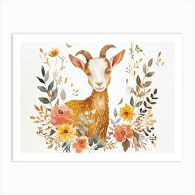 Little Floral Goat 3 Art Print