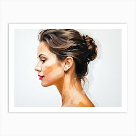 Side Profile Of Beautiful Woman Oil Painting 46 Art Print