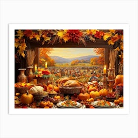 An Upbeat Thanksgiving Promotion Captured In A Spectacle Of Lavish Autumnal Embellishments Surroun 2 1 Art Print