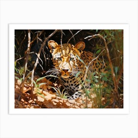 African Leopard In Tall Grass Realism 3 Art Print