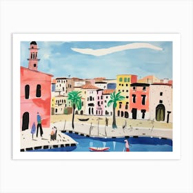 Taranto Italy Cute Watercolour Illustration 1 Art Print