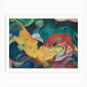 Cows Red Green Yellow, Franz Marc Art Print