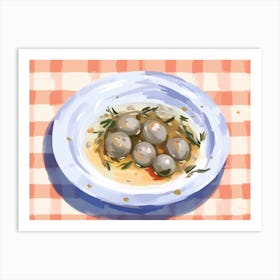 A Plate Of Olives, Top View Food Illustration, Landscape 2 Art Print