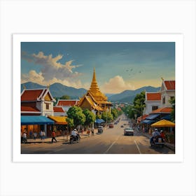 Street Scene In Thailand Art Art Print