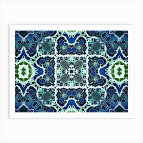 Blue And Green Pattern Art Print