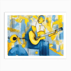 Rythms In Blue & Yellow Art Print