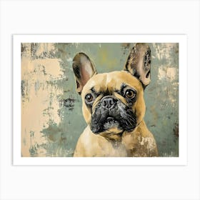 Minimal Frenchie With Green Background 3 Art Print