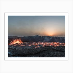 Sunset Over A Lava Lake In Ethiopia In Africa Art Print