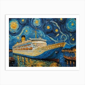 Cruise Ship On The Beach Art Print