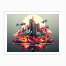 Abstract Art Of Building With Floral Art Print