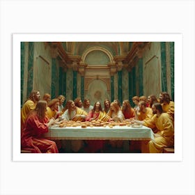 Fast Food Feast: Da Vinci's 'The Last Supper' with a Modern Twist Art Print