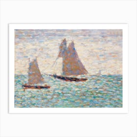 Two Sailboats At Grandcamp, Georges Seurat Art Print