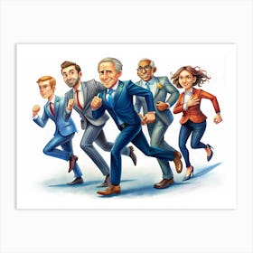 Group Of Business People Running Art Print