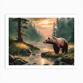 Grizzly Bear -Ai Art Print