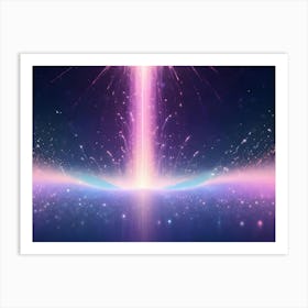 A Glowing Pink Light Beam Erupting From A Sparkling Surface, Creating A Dynamic And Cosmic Scene Art Print