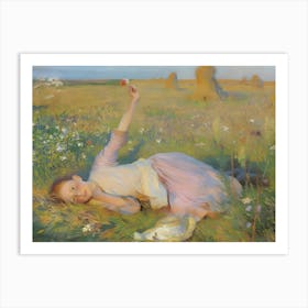 Girl In A Field Art Print