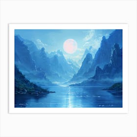 Moonlight In The Mountains 2 Art Print