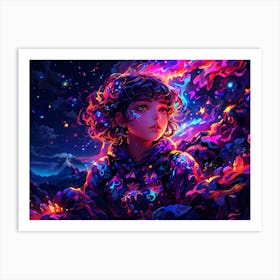 Girl In The Night Sky Art Print