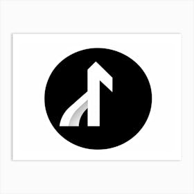 A Contemporary Flat Design Symbol Depicting A Navigation Web With A Precise Black Pointer Turned To (3) Art Print