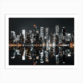 City Skyline At Night 1 Art Print