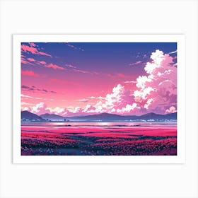 Pink Clouds Over A Lake Art Print