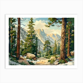 Vintage Wooded Pines 9 Art Print