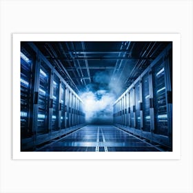 Advanced Data Center Basking In Cool White Light Rows Of High Performance Energy Efficient Servers (1) Art Print