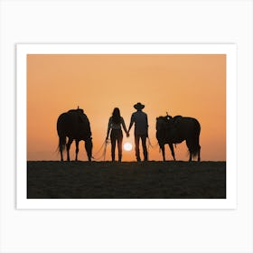 Cowboy And Cowgirl Art Print