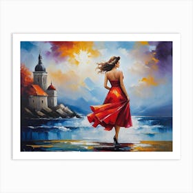 Looking at the waves Art Print