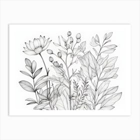 Flowers And Leaves Art Print