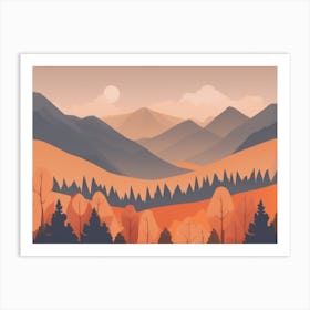 Misty mountains horizontal background in orange tone 145 Art Print