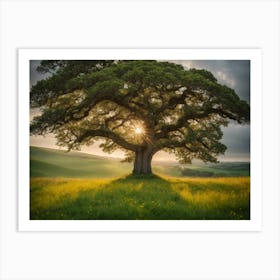 Photoreal Experience The Breathtaking Beauty Of A Solitary Oak 3 Art Print