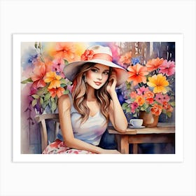 Girl Among Flowers 4 Art Print