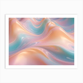 Abstract Background Of Swirling, Flowing Lines And Colors In Shades Of Pink, Blue, And Teal, Creating A Dynamic And Iridescent Texture Art Print