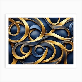 Abstract Gold And Blue Background Art Print