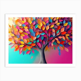 Elegant Colorful Tree With Vibrant Leaves Art Print