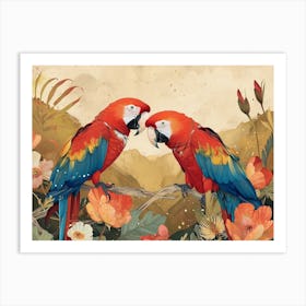 Floral Animal Illustration Macaw 3 Art Print